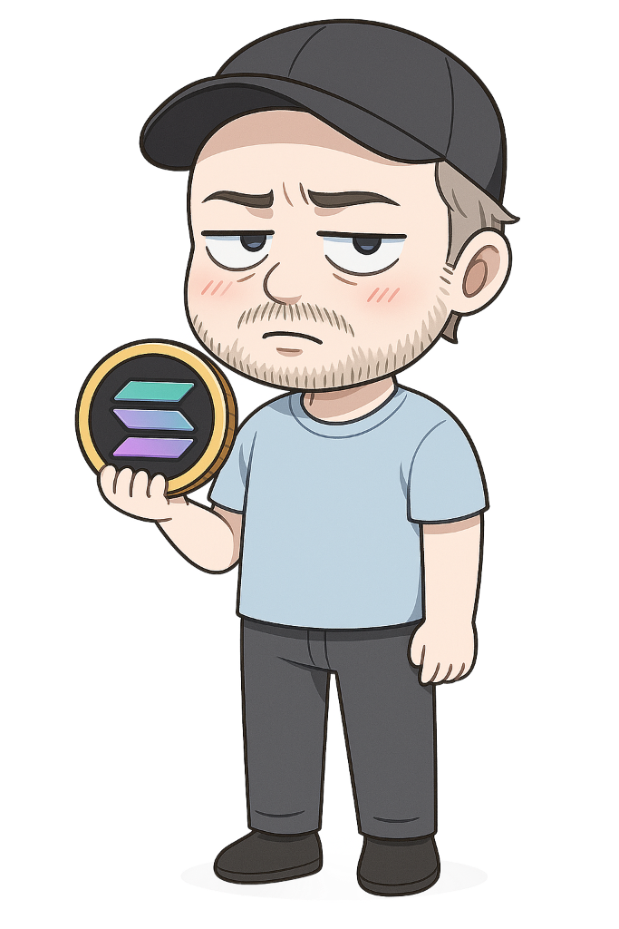 Toly-chan holding a Solana coin